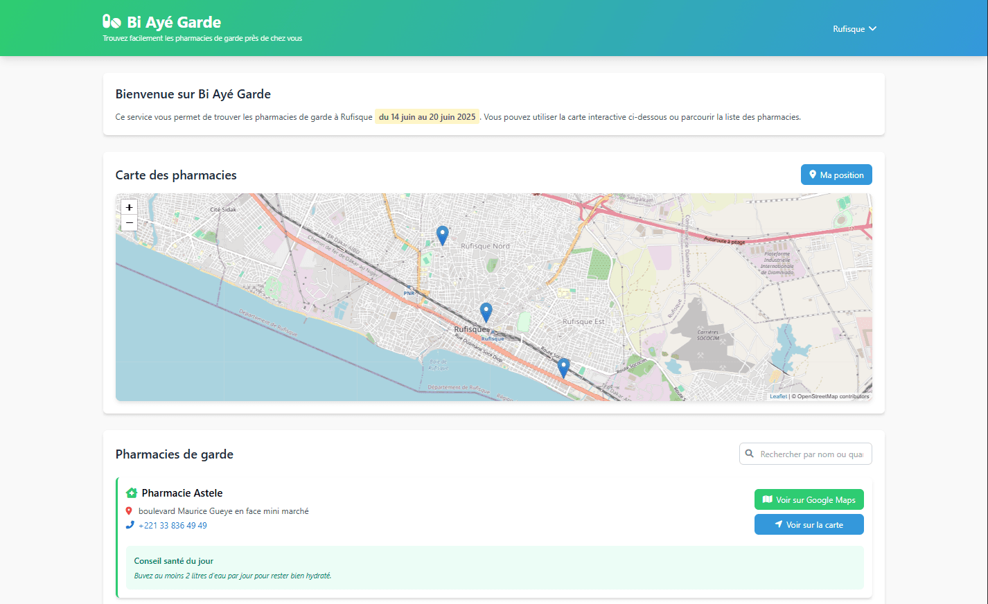 Pharmacies de Garde Rufisque: bi-aye-garde